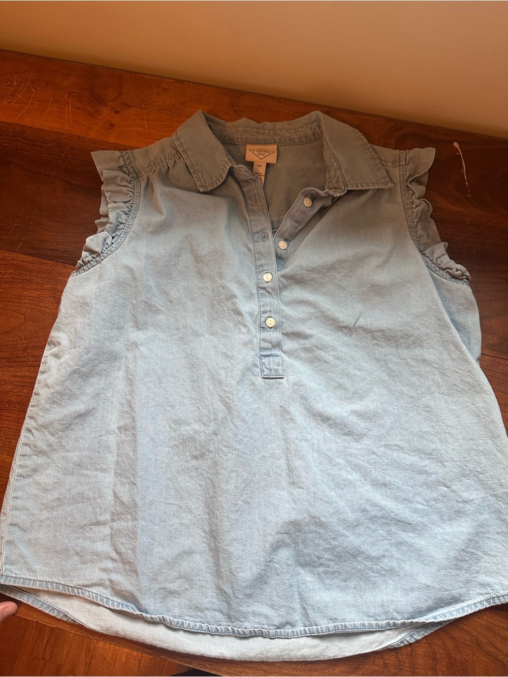 St. John's Bay Light Blue Sleeveless Ruffle tank